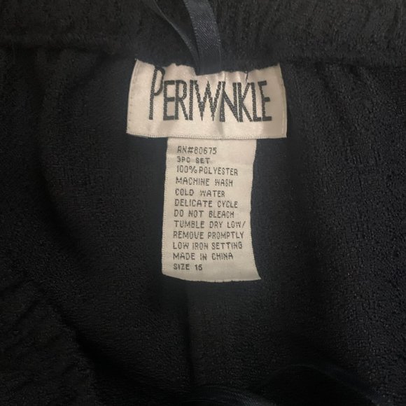 NWT PERIWINKLE TEXTURED NAVY BLUE PULL-ON ELASTIC WAIST PANTS 16 - Picture 4 of 8